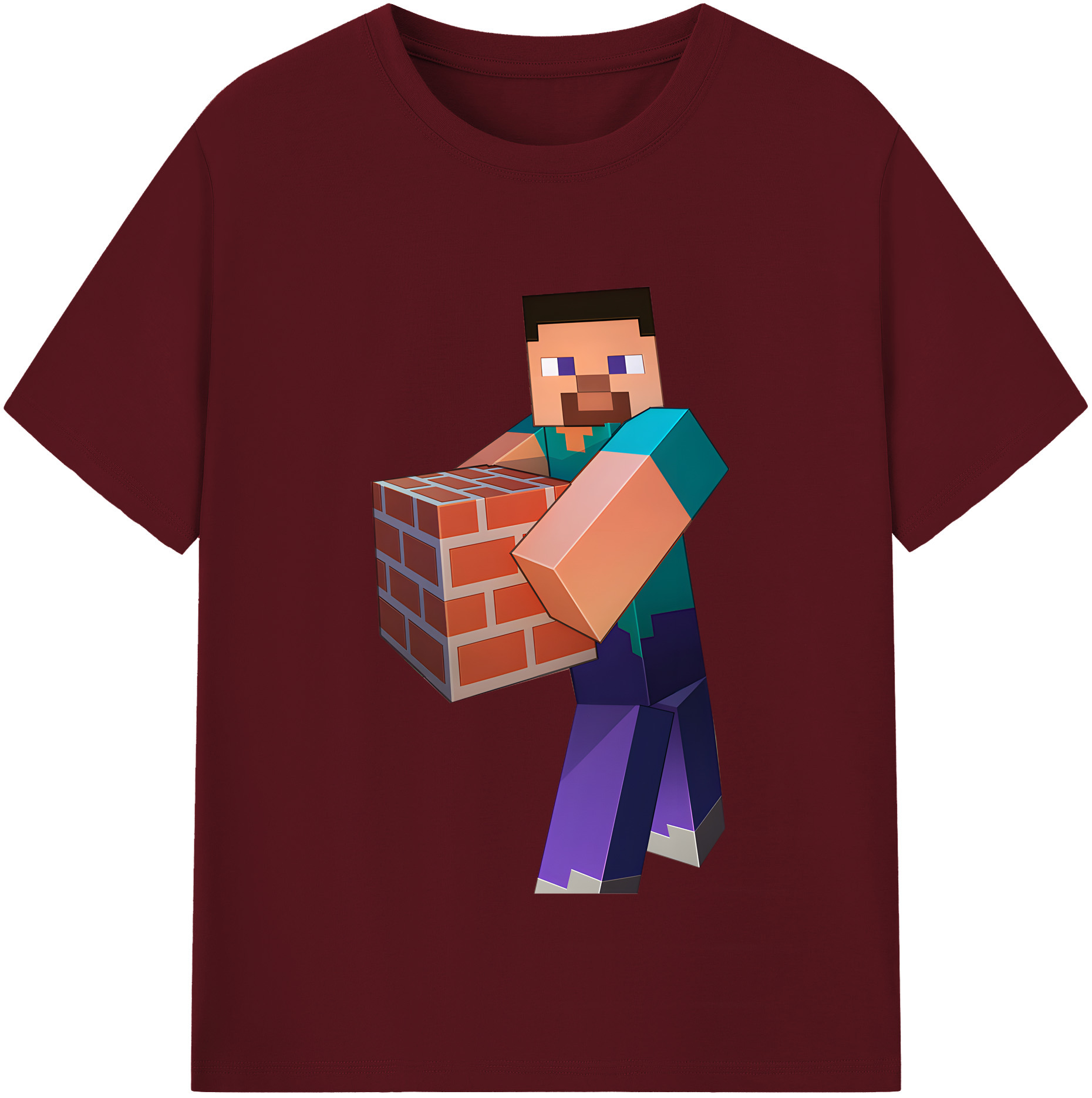 （画像用） マインクラフト ブロックの世界 Minecraft MC Block world 綿100％半袖Tシャツ（フロントプリント）